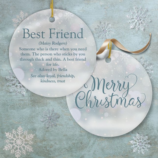 Personalised Best Friend Definition Christmas Ceramic Tree Decoration (Personalized Best Friend Definition Christmas Ceramic Ornament)
