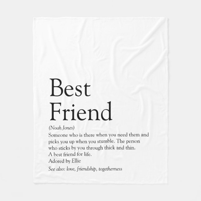 Personalised Best Friend Definition Modern Fun Fleece Blanket (Front)