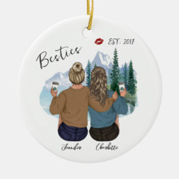 Personalised Best Friend portrait - Custom Bff Ceramic Tree Decoration