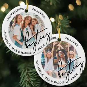 Personalised Best Friends 2 Photo Ceramic Tree Decoration