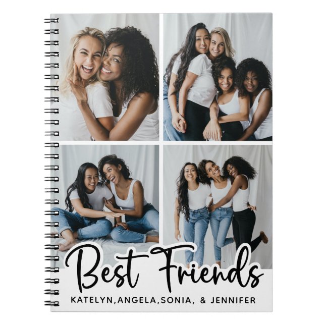 Personalised Best Friends 4 Photo Collage Notebook (Front)