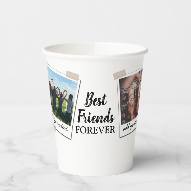 Personalised Best Friends 4 Photo Custom Collage Paper Cups (Left)