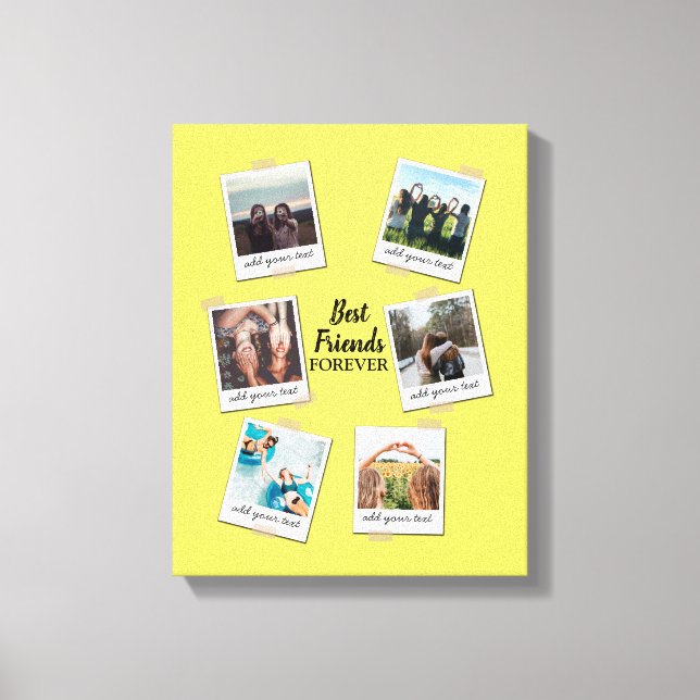 Personalised Best Friends 6 Photo Custom Collage Canvas Print (Front)