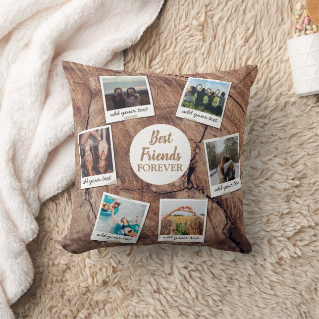 Personalised Best Friends 6 Photo Custom Collage Cushion (Blanket)
