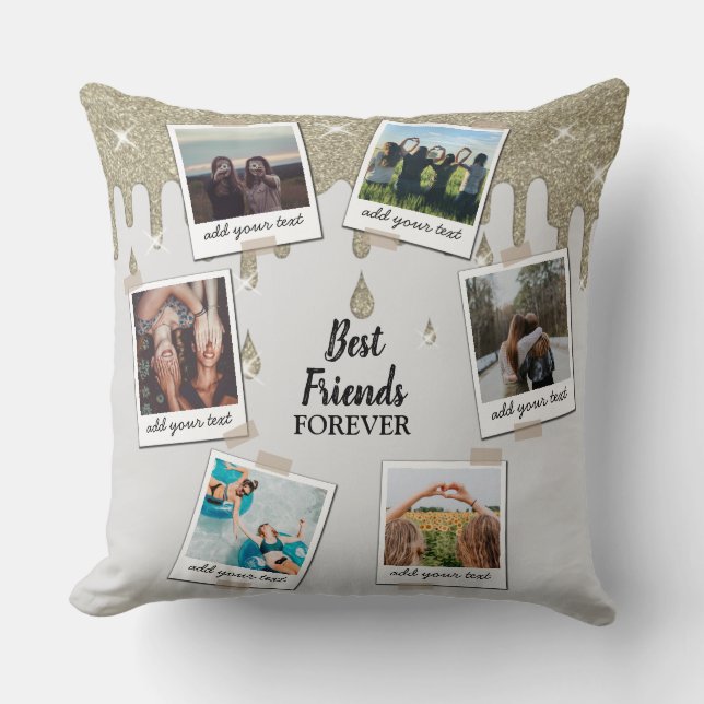 Personalised Best Friends 6 Photo Custom Collage Cushion (Front)