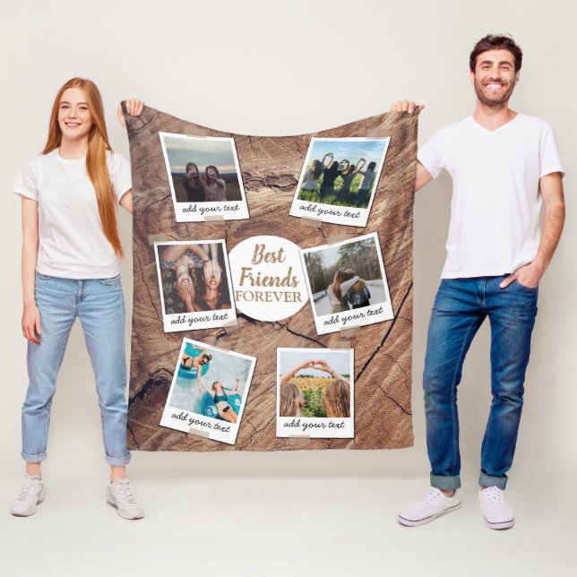 Personalised Best Friends 6 Photo Custom Collage Fleece Blanket (In Situ)