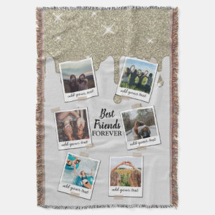 Personalised Best Friends 6 Photo Custom Collage Throw Blanket
