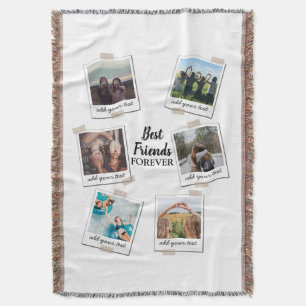 Personalised Best Friends 6 Photo Custom Collage Throw Blanket