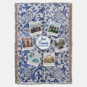 Personalised Best Friends 6 Photo Custom Collage Throw Blanket