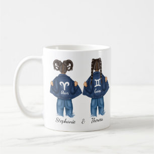 Personalised Best Friends Aries Gemini Girl Jean Coffee Mug
