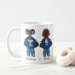 Personalised Best Friends Aries Leo Girl Jean Coffee Mug