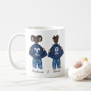 Personalised Best Friends Aries Libra Girl Jean Coffee Mug