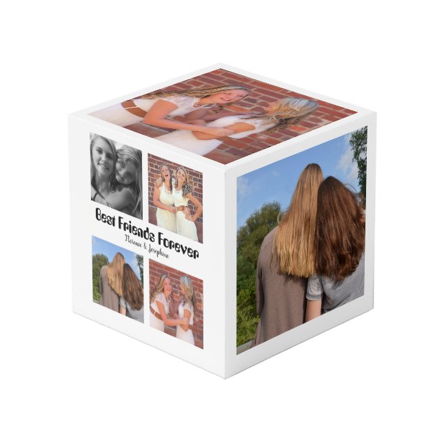 Personalised Best friends forever 4 photo collage Cube (Front Angled)