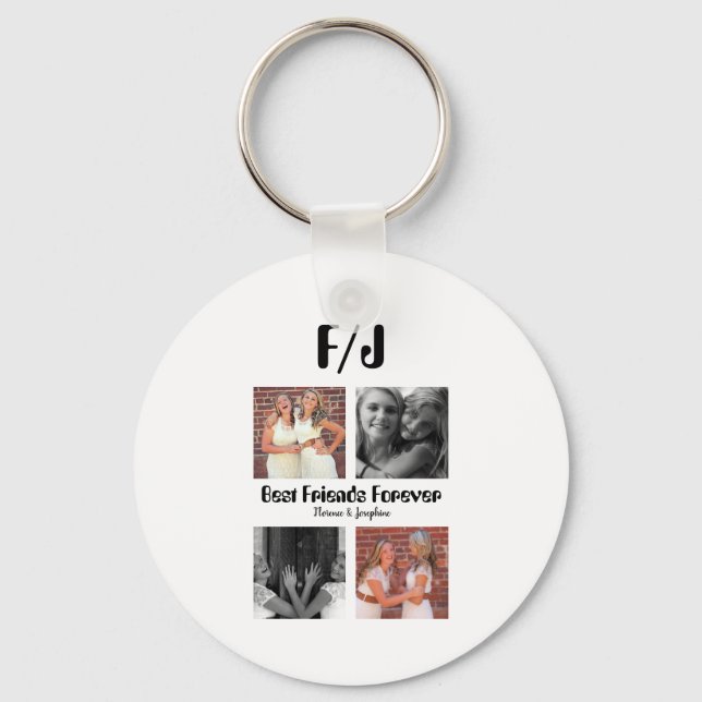 Personalised Best friends forever 4 photo collage Key Ring (Front)