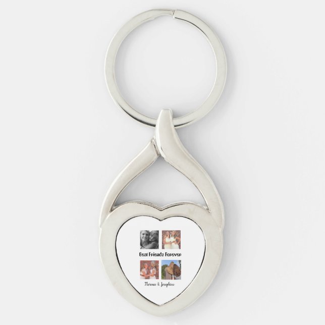 Personalised Best friends forever 4 photo collage Key Ring (Front)