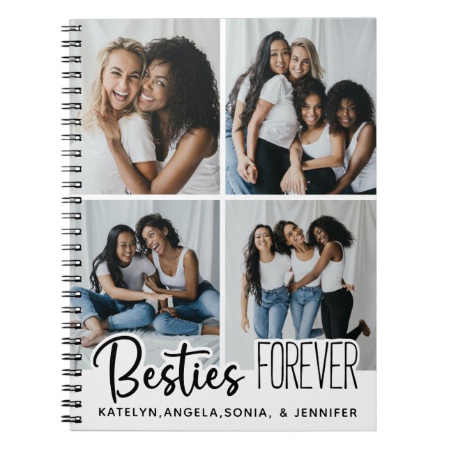 Personalised Best Friends Forever 4 Photo Collage Notebook (Front)