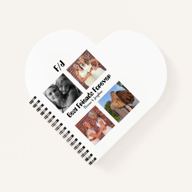 Personalised Best friends forever 4 photo collage Notebook (Front)