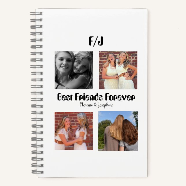 Personalised Best friends forever 4 photo collage Notebook (Front)
