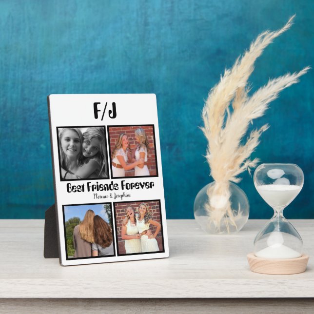 Personalised Best friends forever 4 photo collage Plaque (Side)