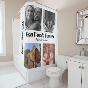 Personalised Best friends forever 4 photo collage Shower Curtain