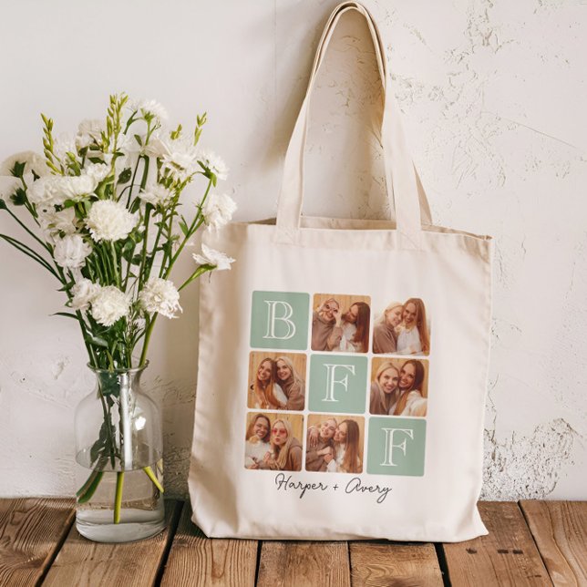 Personalised Best Friends Forever 6 Photo Collage Tote Bag (Celebrate your unbreakable bond with this "Best Friends Forever" photo tote bag! )