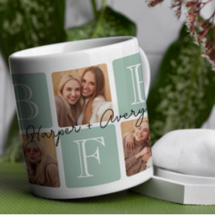 Personalised Best Friends Forever 7 Photo Collage Coffee Mug