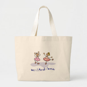 PERSONALISED BEST FRIENDS FOREVER DANCING GIRLS LARGE TOTE BAG