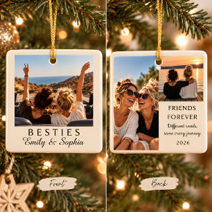 Personalised Best Friends Photo Collage Ceramic Ornament