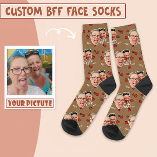 Personalised Best Friends Photo - Face on Brown Socks