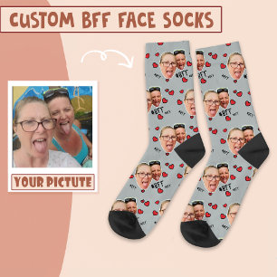 Personalised Best Friends Photo - Face on Grey Socks