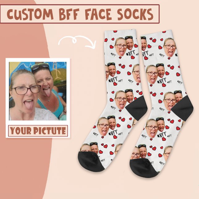 Personalised Best Friends Photo - Face on White Socks (Creator Uploaded)