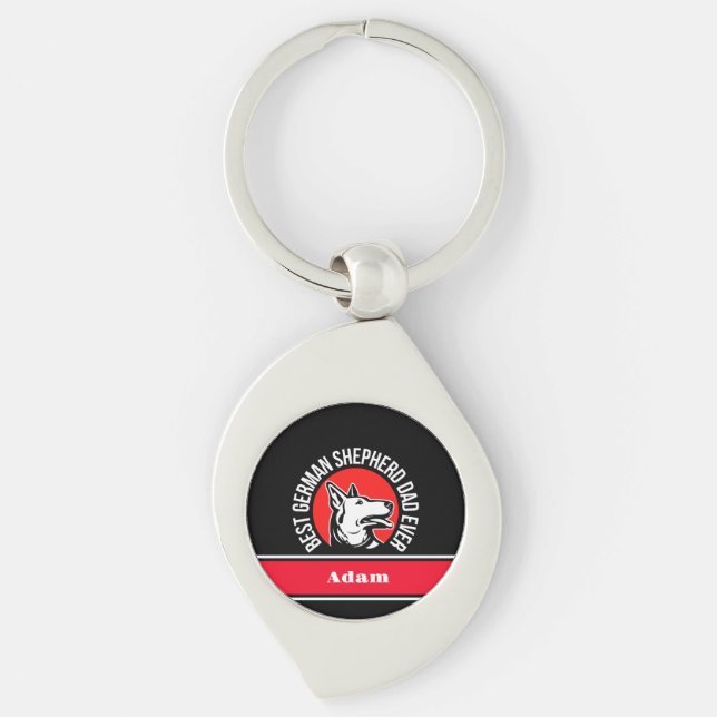 Personalised Best German Shepherd Dad Ever Key Ring (Front)