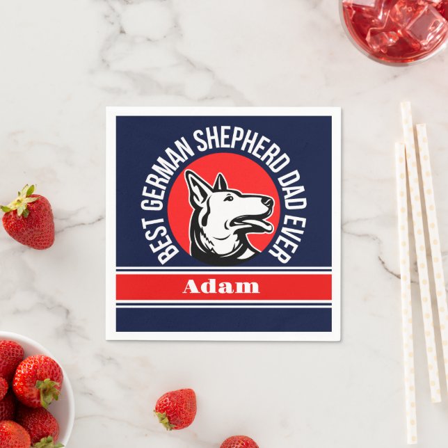 Personalised Best German Shepherd Dad Ever Napkin (Insitu)
