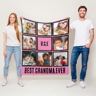 Personalised Best Grandma Ever 8 Photo Collage Fleece Blanket