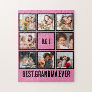 Personalised Best Grandma Ever 8 Photo Collage Jigsaw Puzzle