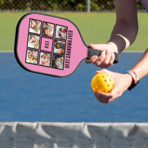 Personalised Best Grandma Ever 8 Photo Collage Pickleball Paddle