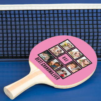 Personalised Best Grandma Ever 8 Photo Collage Ping Pong Paddle