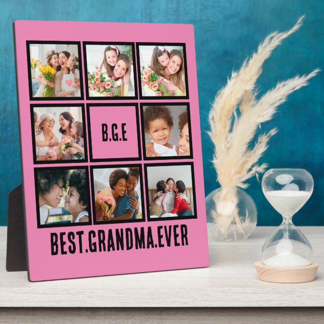 Personalised Best Grandma Ever 8 Photo Collage Plaque (Side)