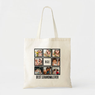 Personalised Best Grandma Ever 8 Photo Collage Tote Bag