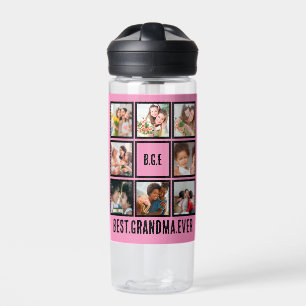 Personalised Best Grandma Ever 8 Photo Collage Water Bottle