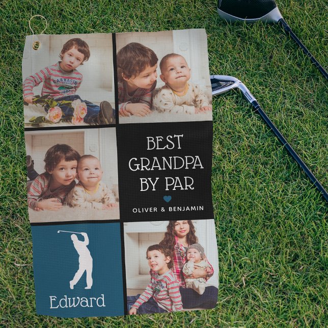 Personalised Best Grandpa by Par Photo Gift Golf Towel (Creator Uploaded)