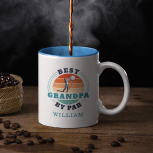 Personalised Best Grandpa By Par Retro Birthday Two-Tone Coffee Mug