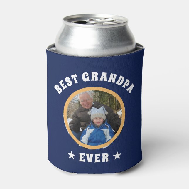 Personalised Best Grandpa Ever Custom Family Photo Can Cooler (Can Front)