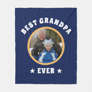Personalised Best Grandpa Ever Custom Family Photo Fleece Blanket