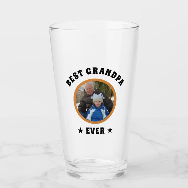 Personalised Best Grandpa Ever Custom Family Photo Glass (Front)