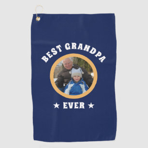 Personalised Best Grandpa Ever Custom Family Photo Golf Towel