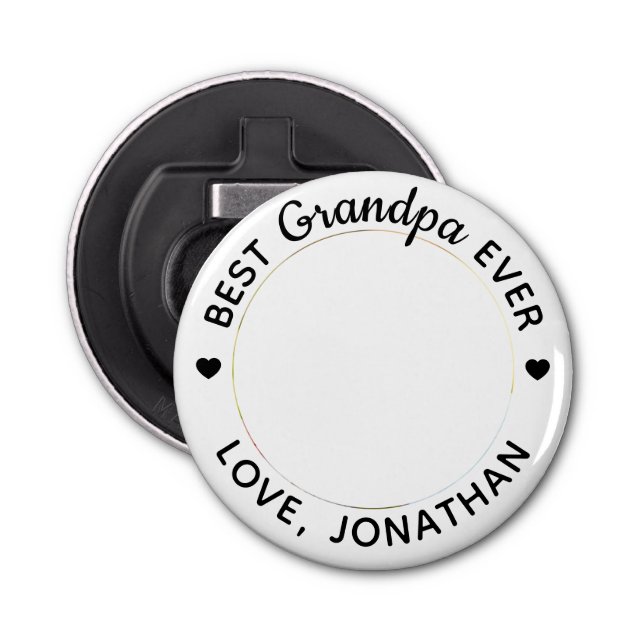 Personalised Best Grandpa Ever Custom Photo Bottle Opener (Front)