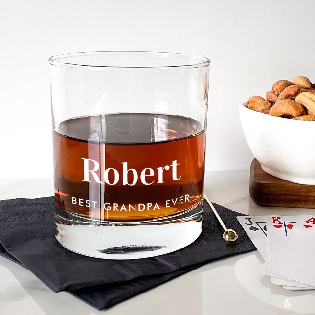 Personalised Best Grandpa Ever Monogrammed Whiskey Glass (Creator Uploaded)