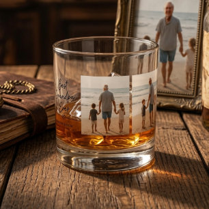 Personalised Best Grandpa Ever Photo Whiskey Glass