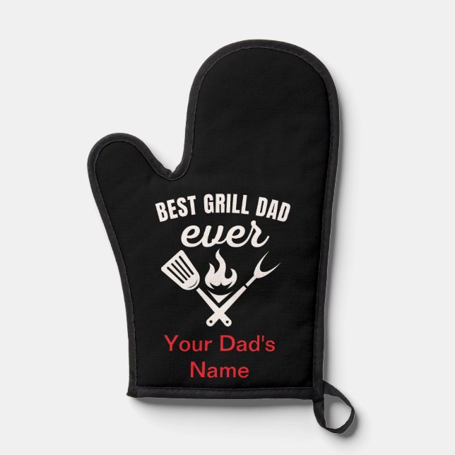 Personalised Best Grill Dad Ever Oven Mitt and Pot (Front)